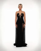 All Eyes On Me Black Draped Maxi Dress