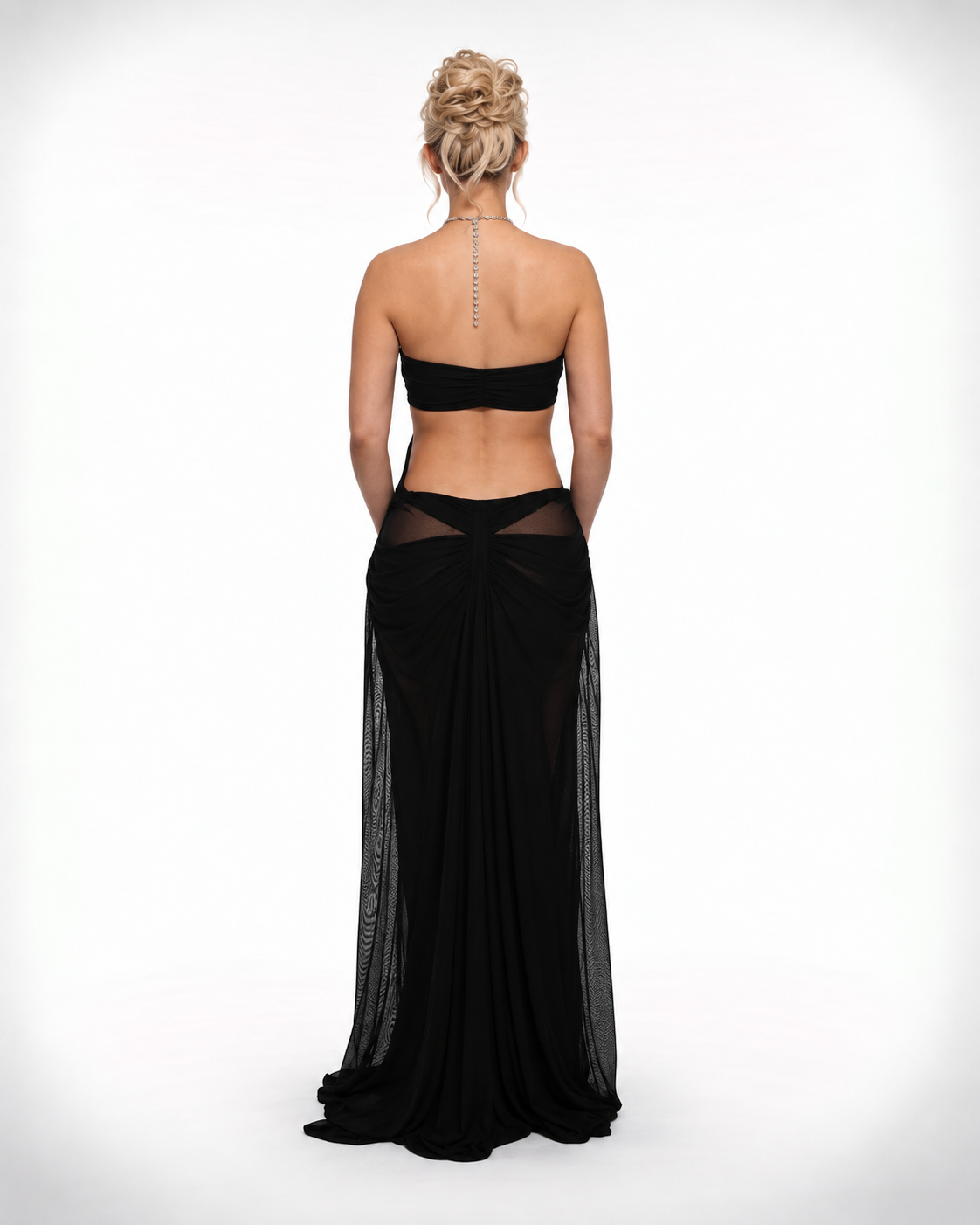 All Eyes On Me Black Draped Maxi Dress