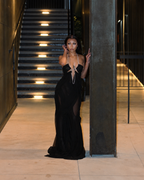 All Eyes On Me Black Draped Maxi Dress