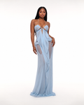 All Eyes On Me Light Blue Draped Maxi Dress