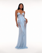 All Eyes On Me Light Blue Draped Maxi Dress