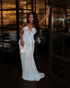 All Eyes On Me Light Blue Draped Maxi Dress