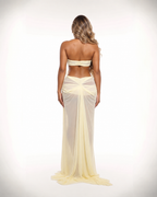 All Eyes On Me Light Yellow Draped Maxi Dress