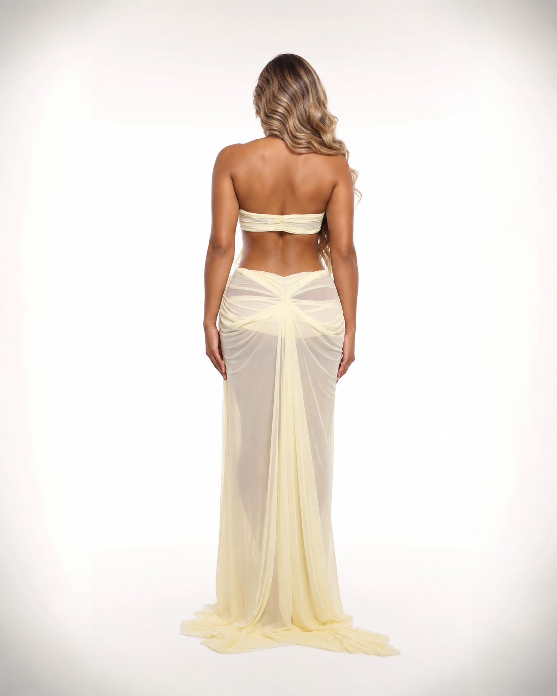 All Eyes On Me Light Yellow Draped Maxi Dress