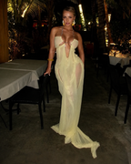 All Eyes On Me Light Yellow Draped Maxi Dress