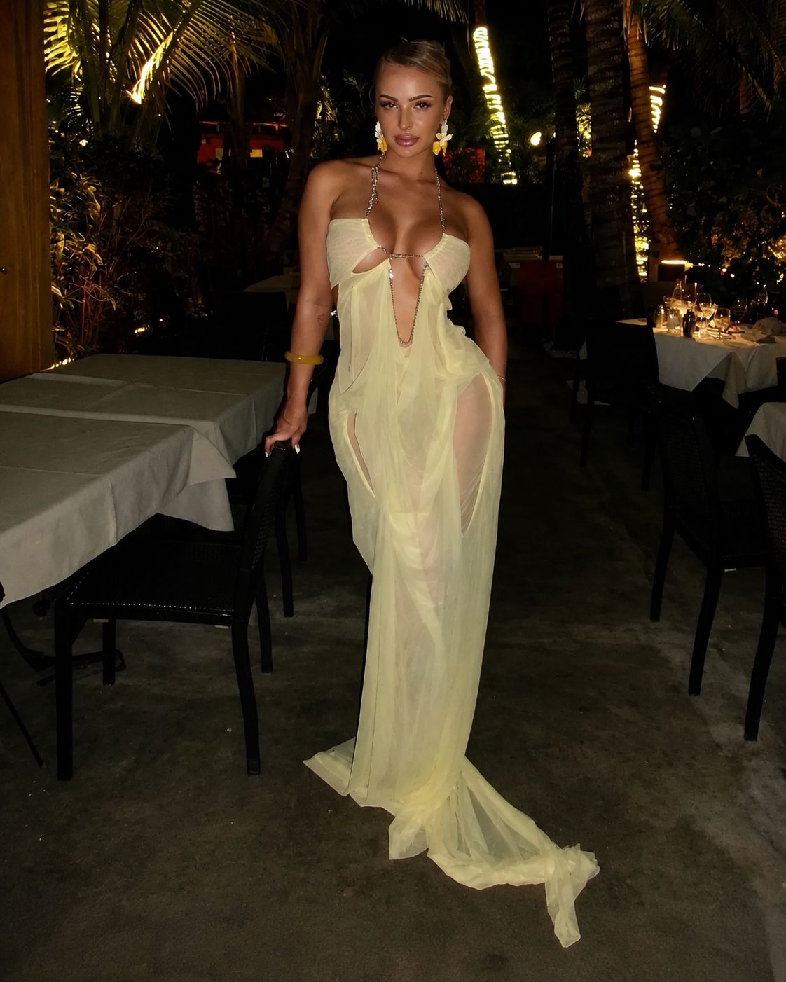 All Eyes On Me Light Yellow Draped Maxi Dress