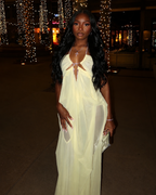 All Eyes On Me Light Yellow Draped Maxi Dress