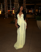 All Eyes On Me Light Yellow Draped Maxi Dress