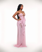 All Eyes On Me Pink Draped Maxi Dress