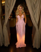 All Eyes On Me Pink Draped Maxi Dress