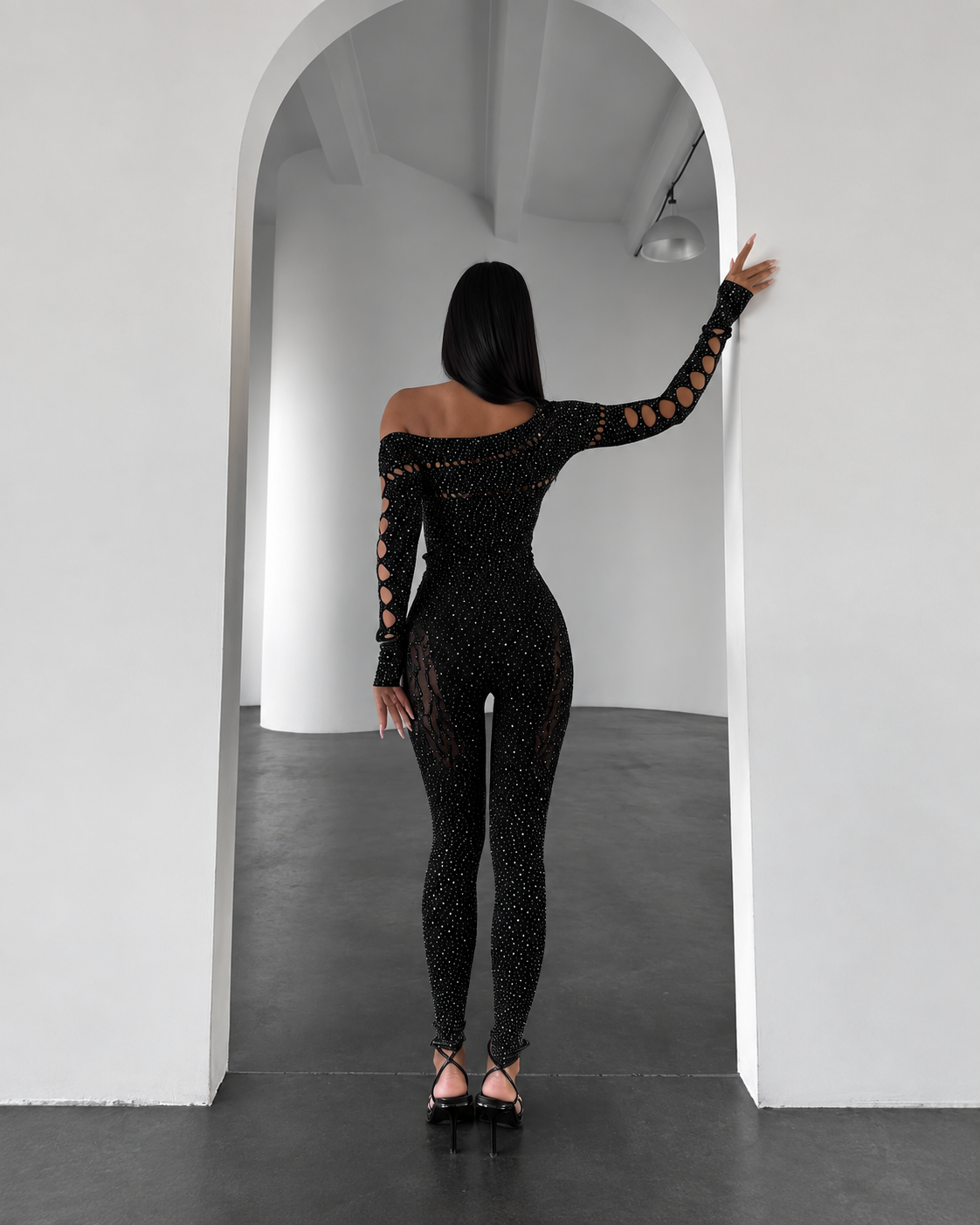 Allure Black Crystal Jumpsuit