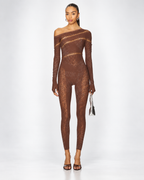 Allure Brown Crystal Jumpsuit