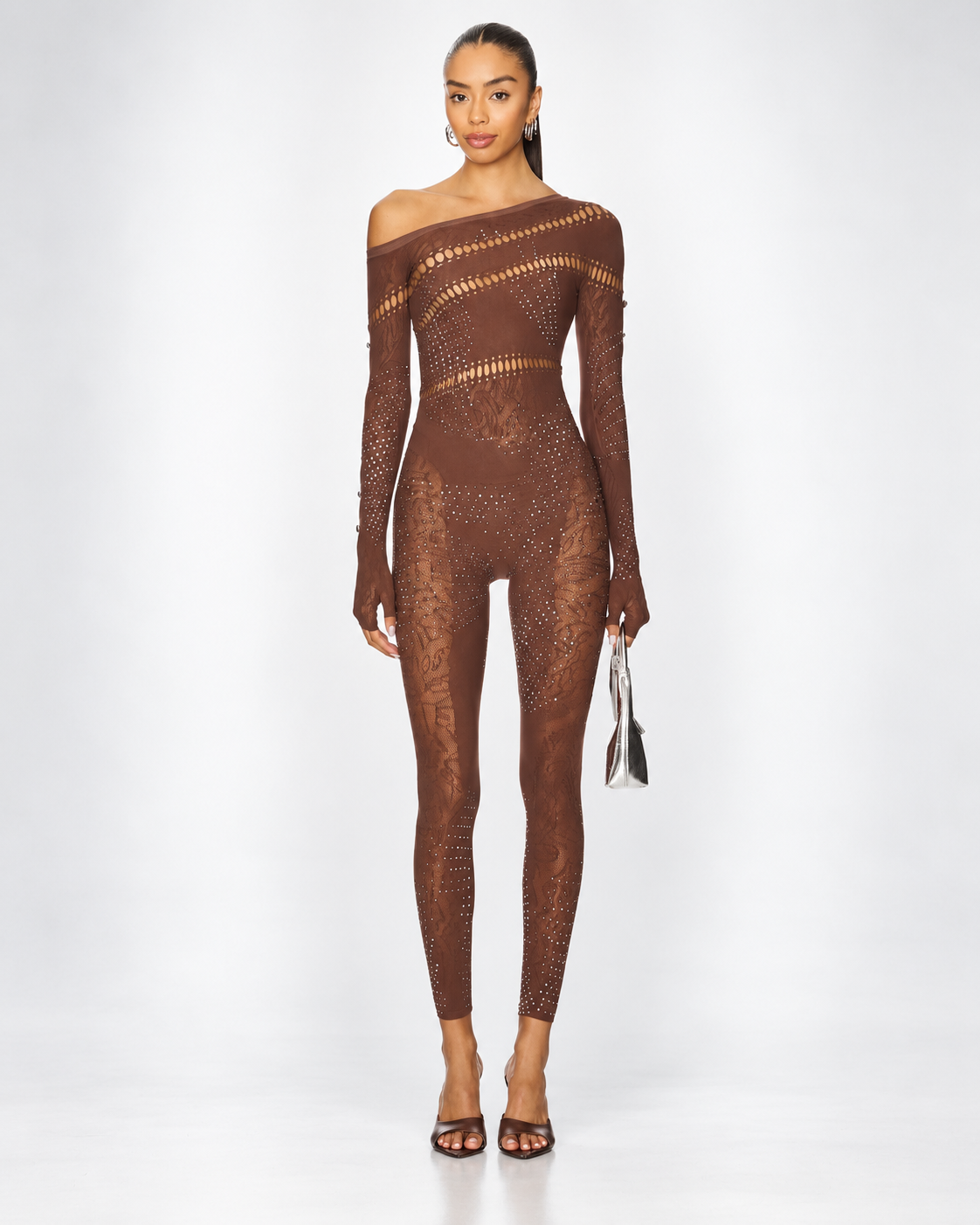 Allure Brown Crystal Jumpsuit
