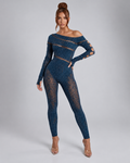Allure Dark Blue Crystal Jumpsuit