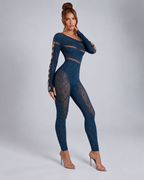 Allure Dark Blue Crystal Jumpsuit