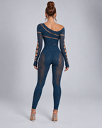 Allure Dark Blue Crystal Jumpsuit