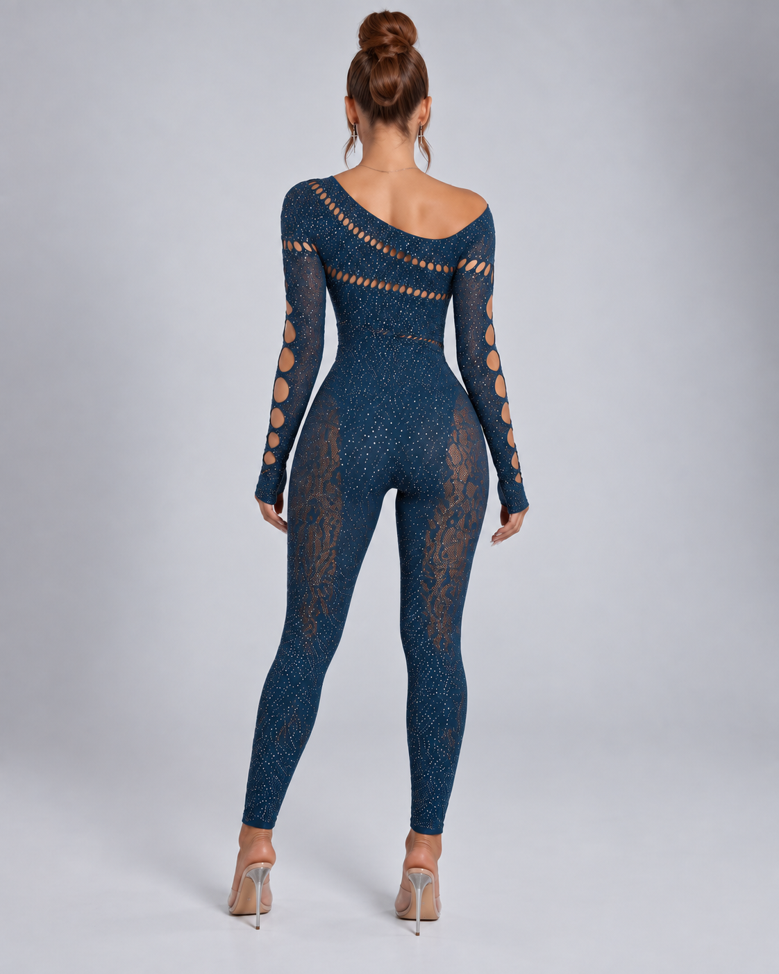 Allure Dark Blue Crystal Jumpsuit