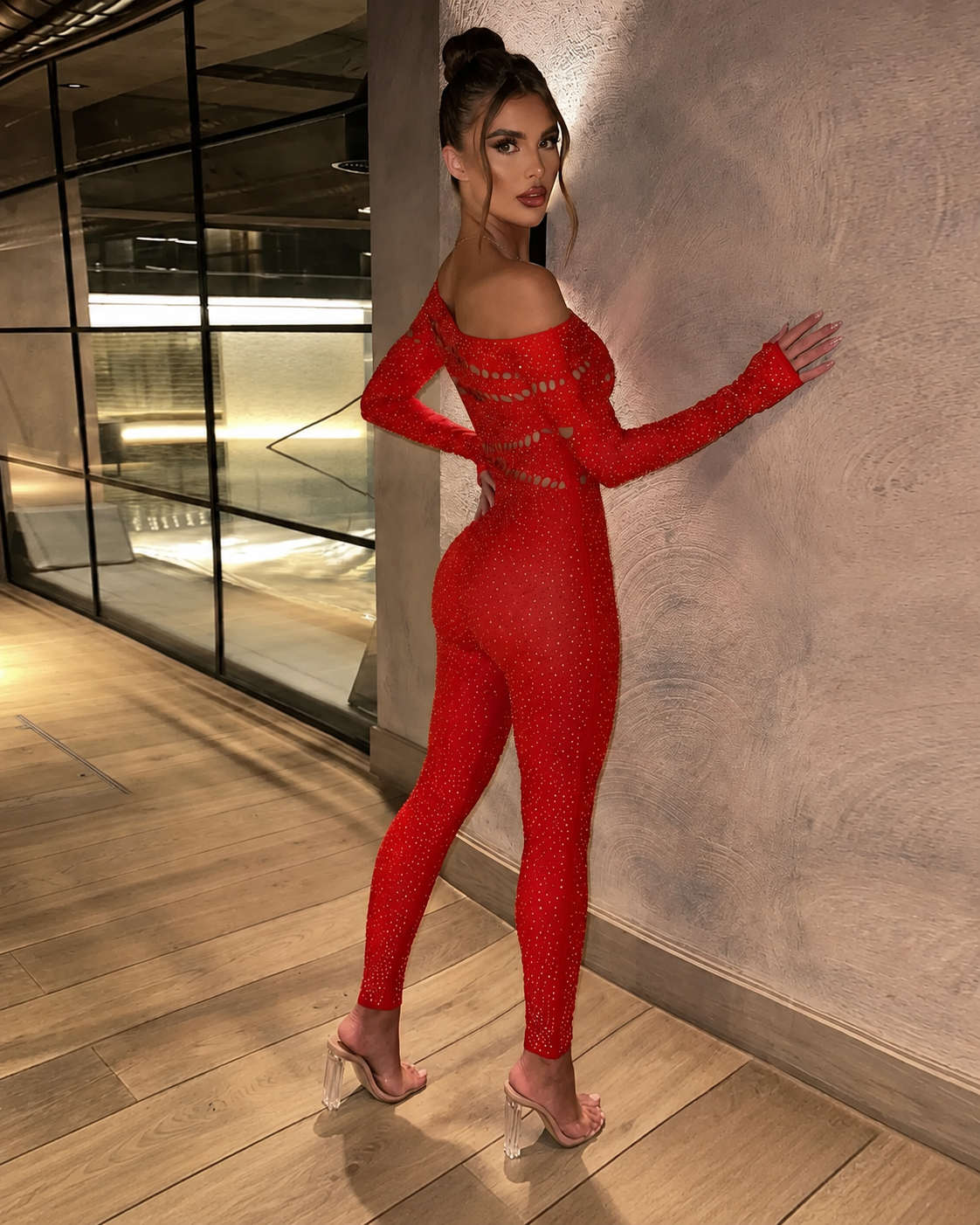 Allure Red Crystal Jumpsuit