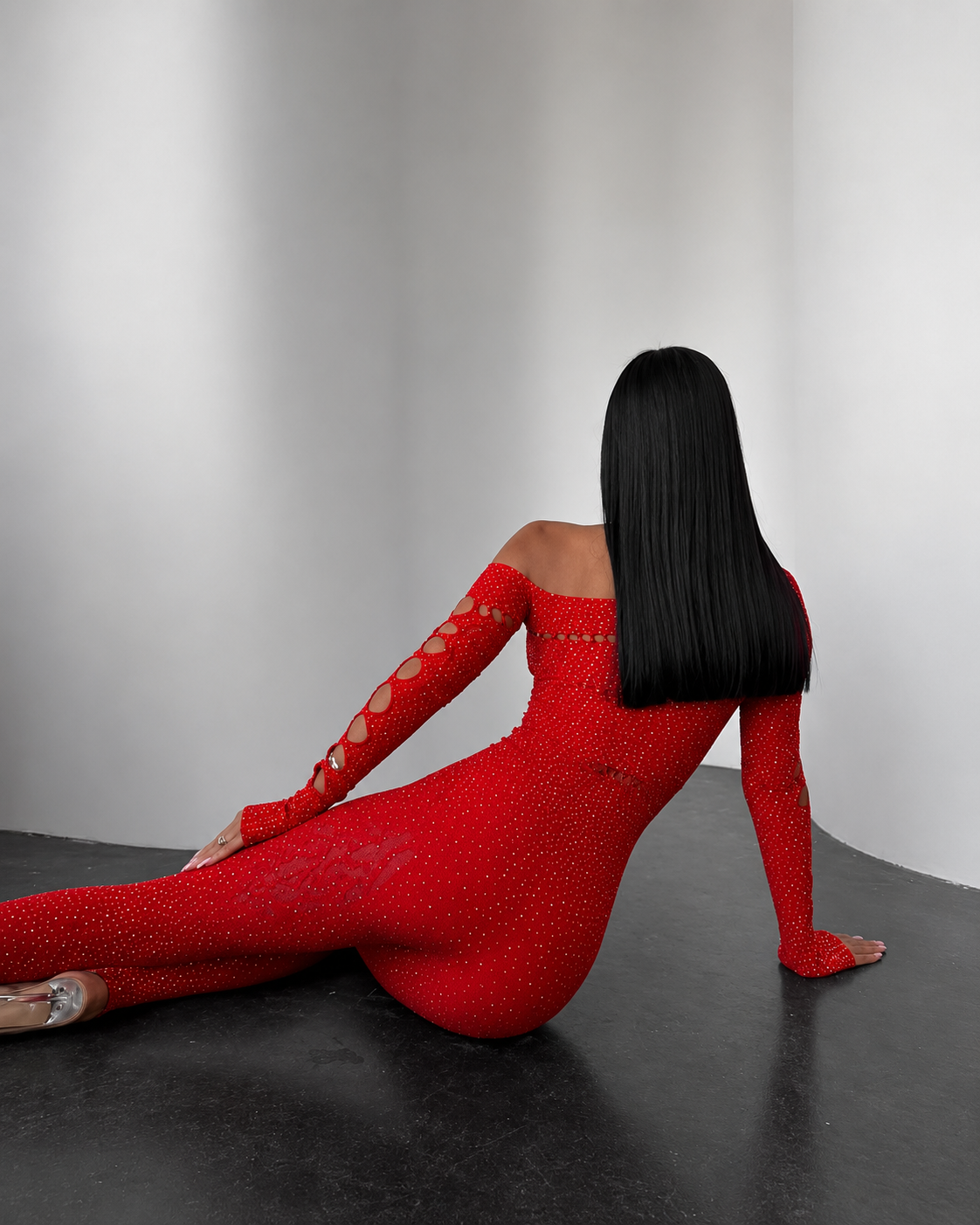 Allure Red Crystal Jumpsuit