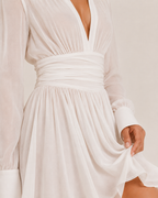 Amelia White Long Sleeve Shirt Mini Dress