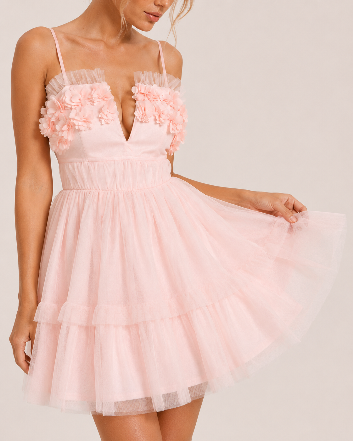 Amorina Pink Floral Mini Dress