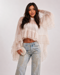 Aura Ivory Cascade Ruffle Top