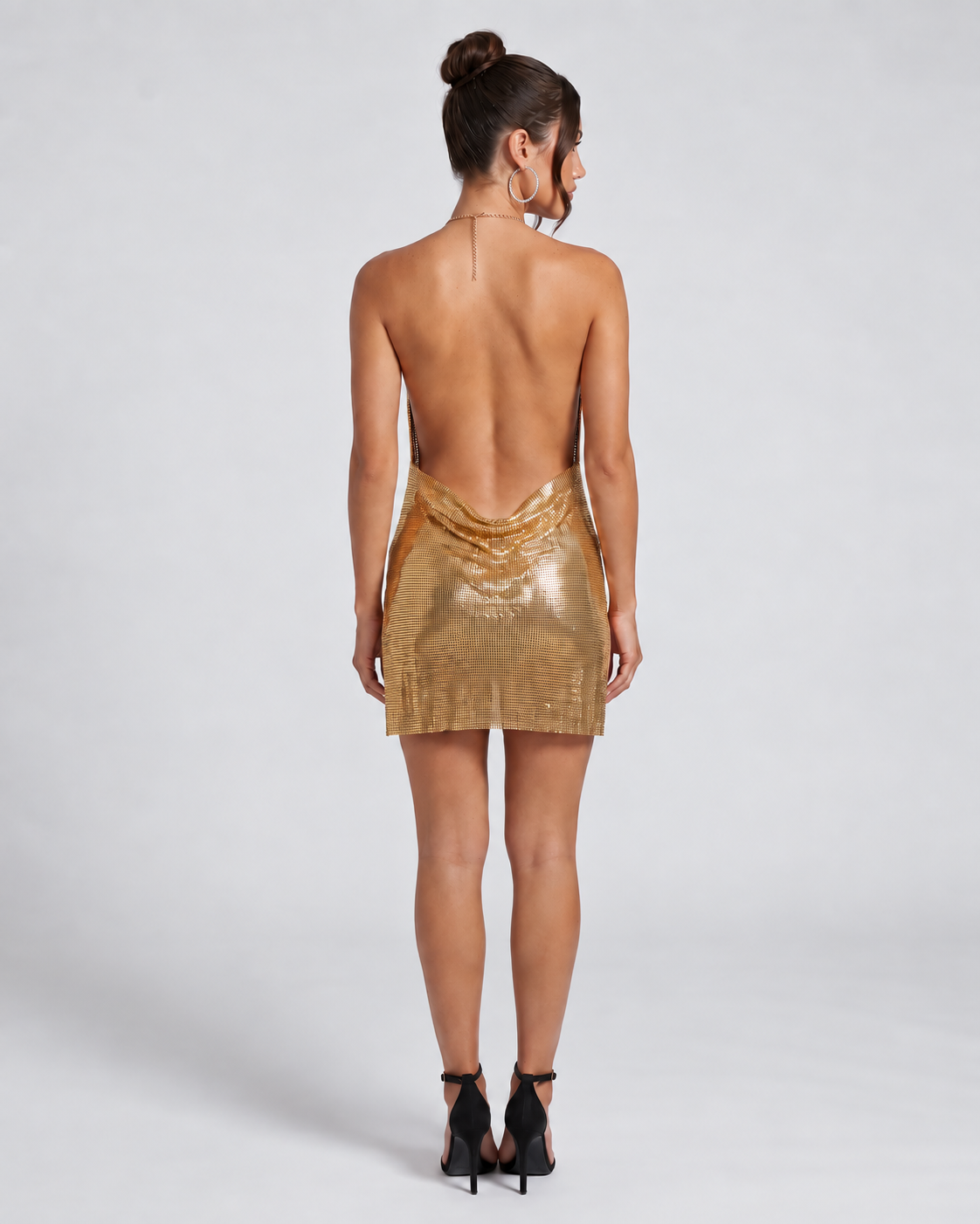 Bellagio Chainmail Gold Mini Dress