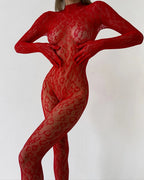 Celeste Sheer Red Lace Jumpsuit