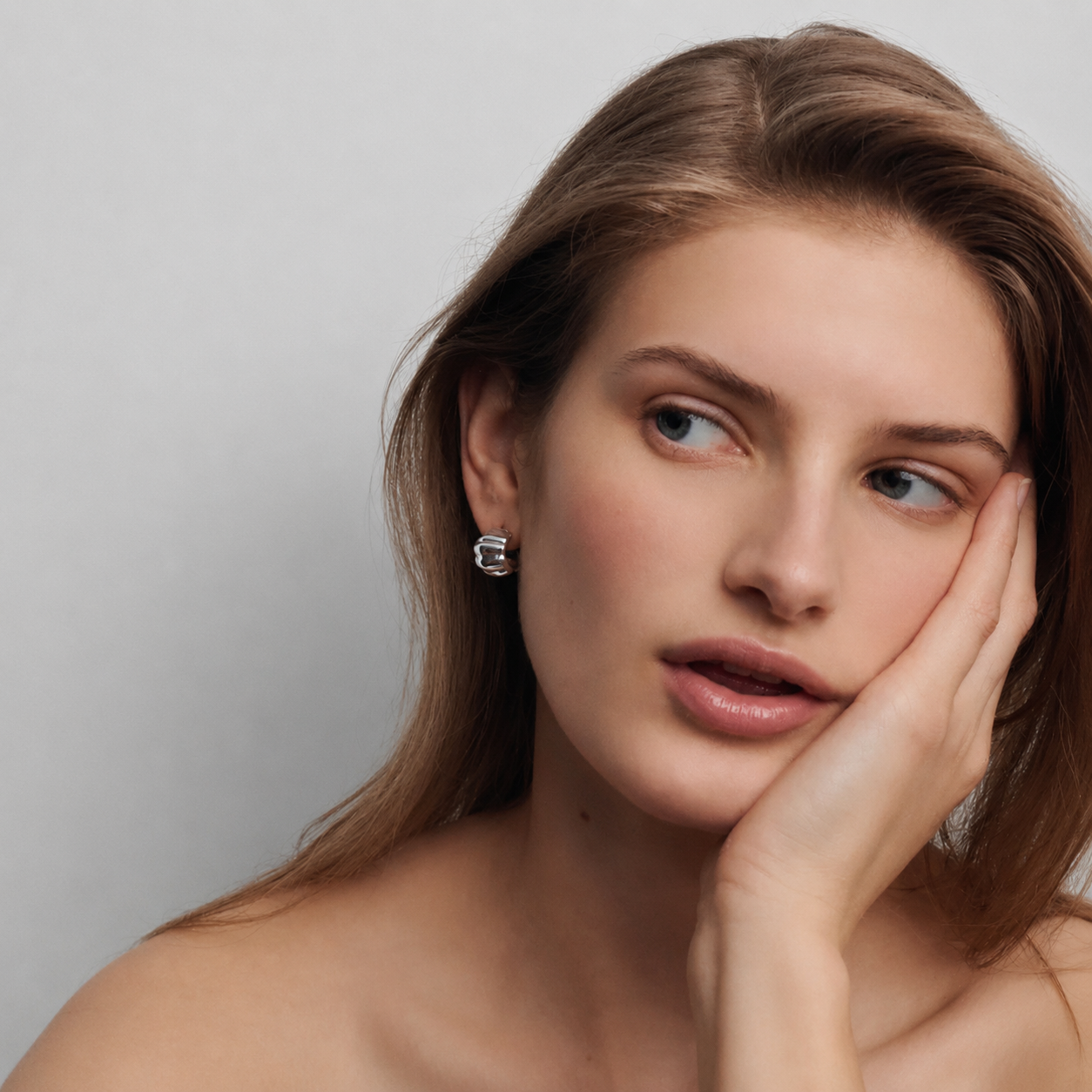 Modern Silver Ripple Hoop Earrings