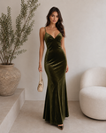 Capri Velvet Green Slip Maxi Dress