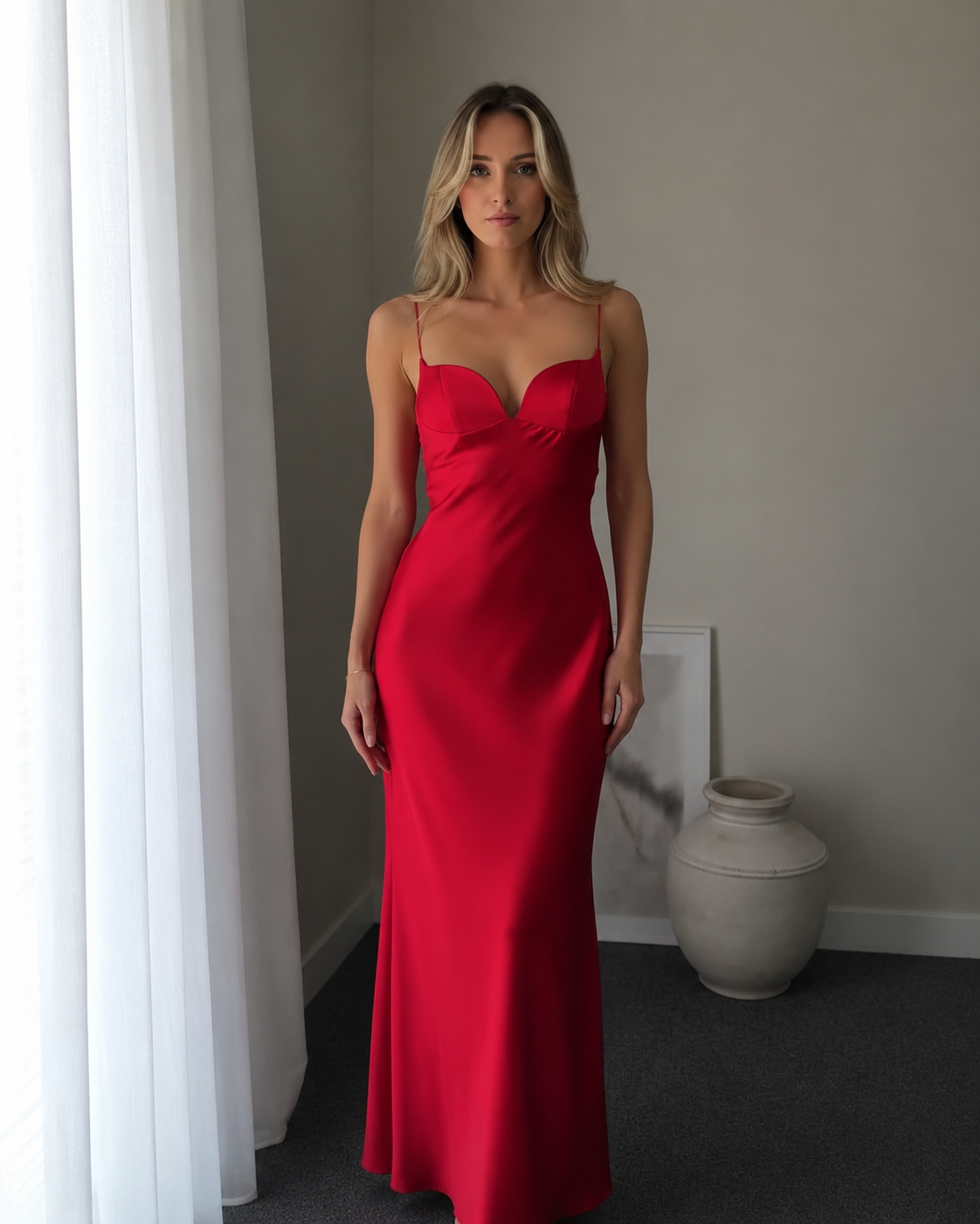 Capri Red Slip Maxi Dress