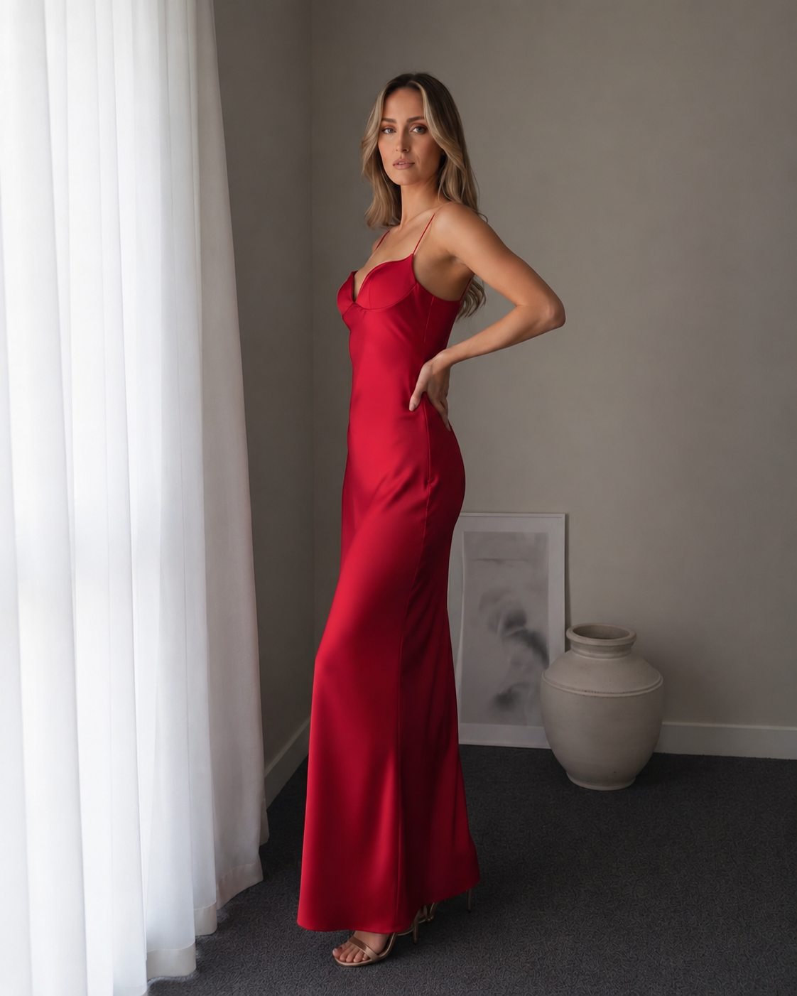 Capri Red Slip Maxi Dress