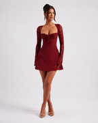 Elysia Red Lace-Up Mini Dress