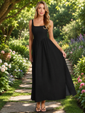 Olivia Skye Backless Flared Black Maxi Dress