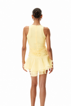 Strictly Iconic Yellow Ruched Party Dress
