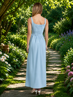 Olivia Skye Backless Flared Sky Blue Maxi Dress