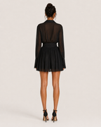 Amelia Black Long Sleeve Shirt Mini Dress