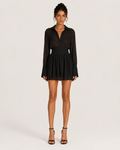 Amelia Black Long Sleeve Shirt Mini Dress