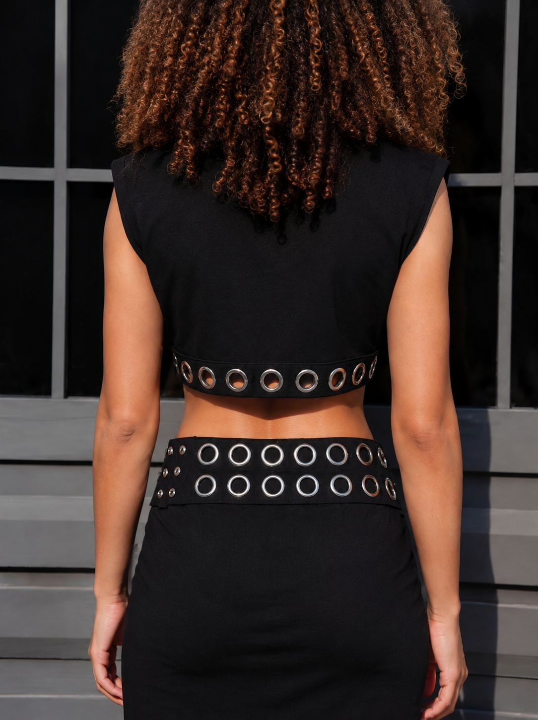 Hard Core Black Eyelet Top