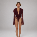 Untamed Burgundy Flare-Sleeve Lace Body