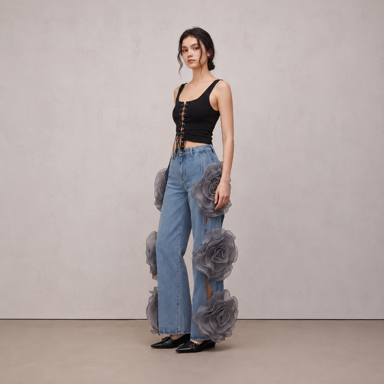 Diva Blue Floral Appliqué Jeans