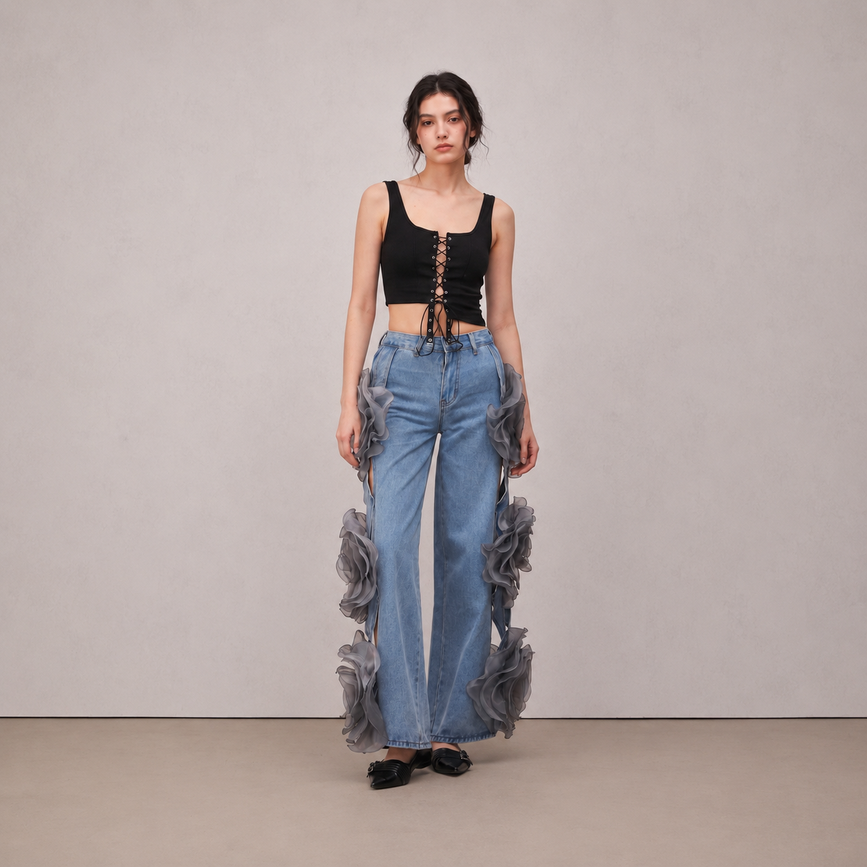Diva Blue Floral Appliqué Jeans