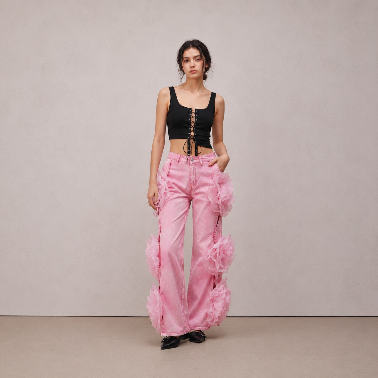 Diva Pink Floral Appliqué Jeans