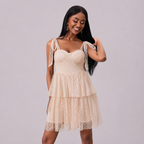 Dulcette Cream Tiered Mini Dress