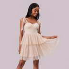 Dulcette Cream Tiered Mini Dress