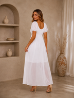 Elowen White Puff Sleeve Maxi Dress