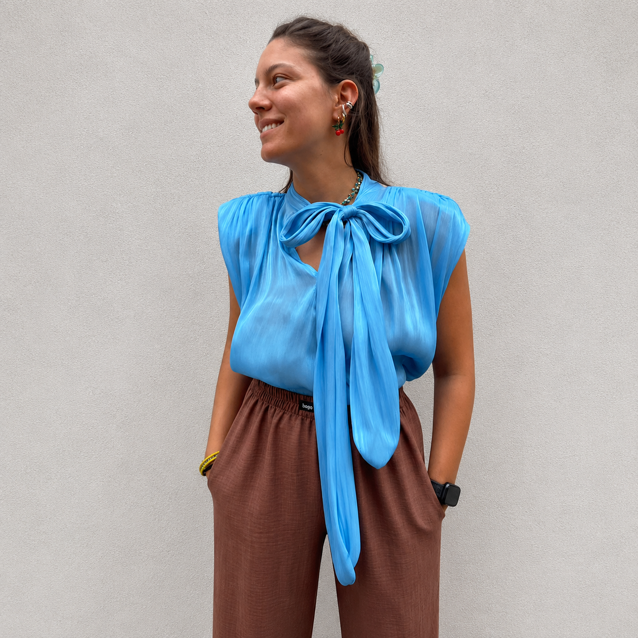 Flash Blue Bow Detail Blouse