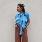 Flash Blue Bow Detail Blouse