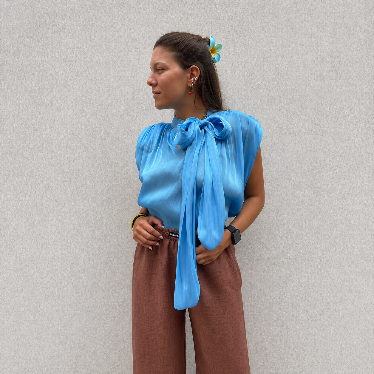 Flash Blue Bow Detail Blouse