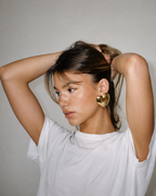 Glossy Gold Puffed Heart Earrings